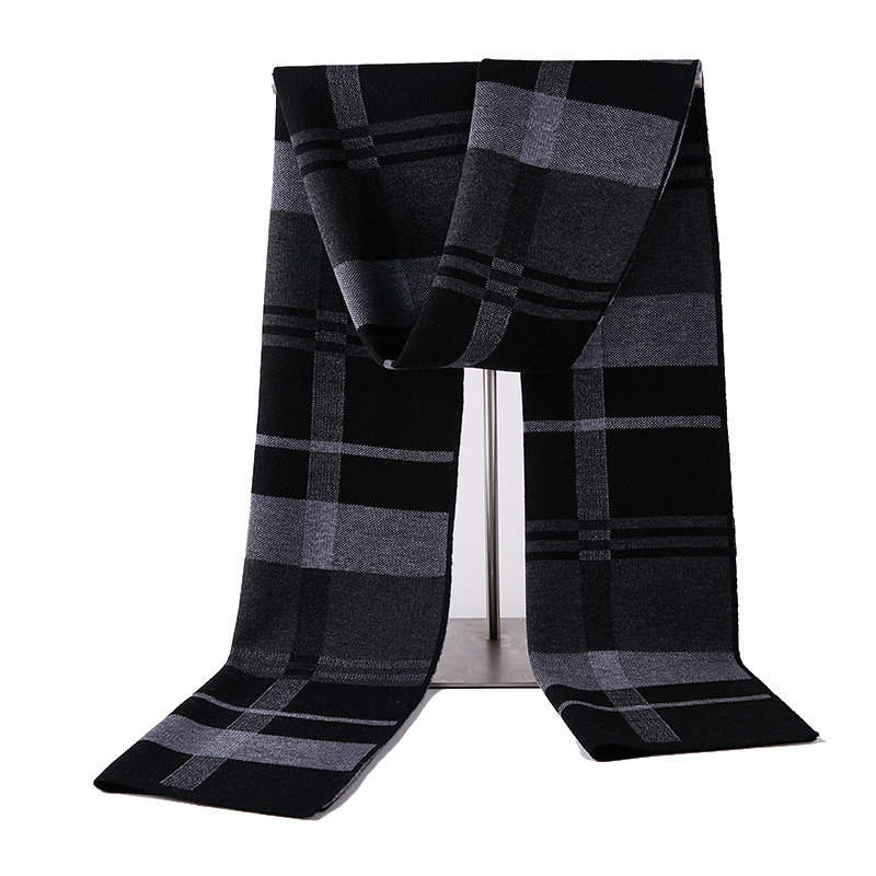 上海故事羊毛围巾男士格子时尚高档韩版送叔叔围脖爷爷爸爸礼物