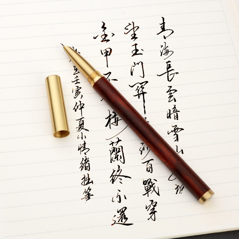 永生钢笔弯尖美工笔暗尖弯头成人书法练字个性签名原木笔杆刻字 - 图2