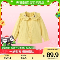 Mini Barabara girl Buve shirt baby pure cotton sweet and lotus leaf edge trendy ocean collar blouses