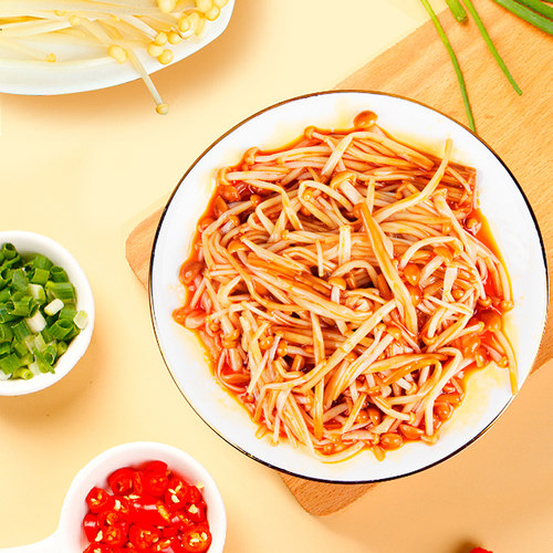 金大州金针菇下饭菜红油金针菇开袋即食休闲零食零食小吃素食 - 图3