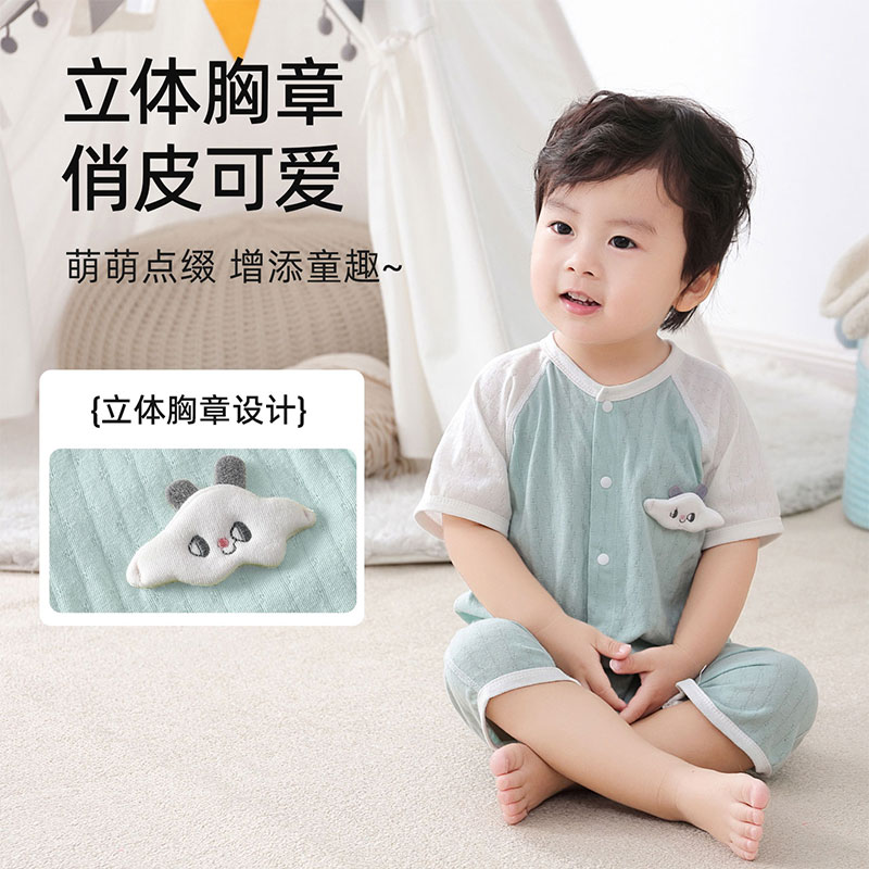 彩婴房婴儿短袖连体衣夏薄款新生儿衣服春款纯棉男女宝宝哈衣爬服