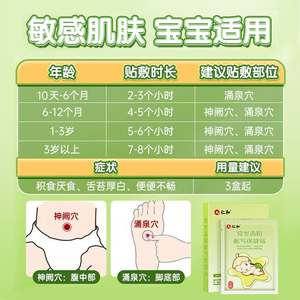 仁和胀气贴婴儿新生宝宝贴足贴肚脐贴小儿排气贴防肠绞痛肠胀气贴