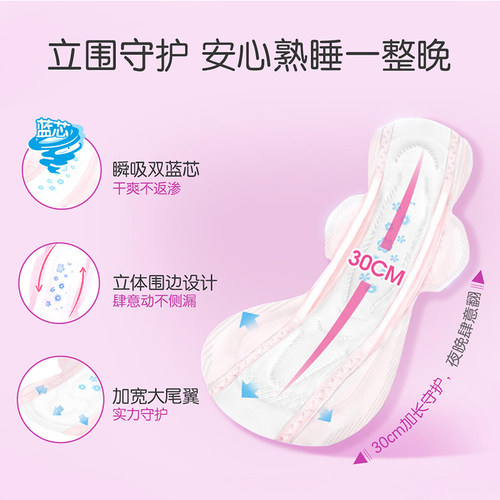 Free卫生巾超长夜用420mm*超薄棉柔超熟睡姨妈巾瞬吸透气 - 图0