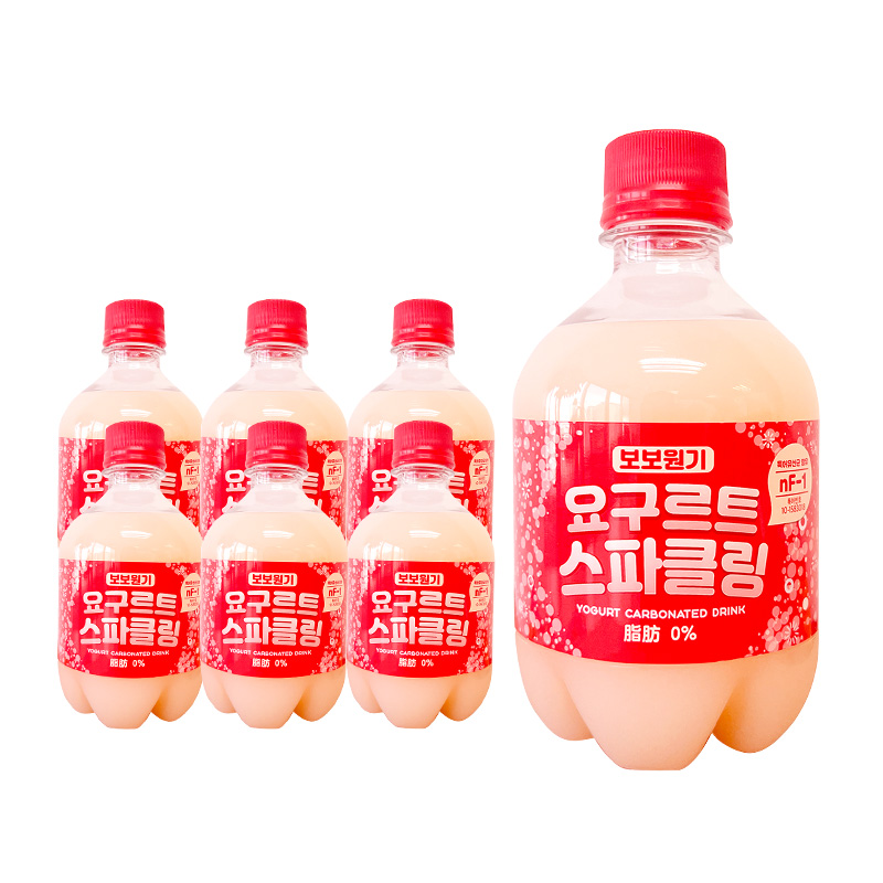 【进口】韩国啵啵元气乳酸菌碳酸饮料0脂汽水气泡水380ML*6瓶装 - 图0