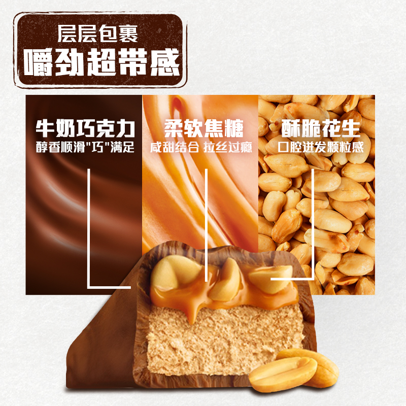【吴磊同款】超级桶士力架花生夹心巧克力460gx2桶能量棒运动零食
