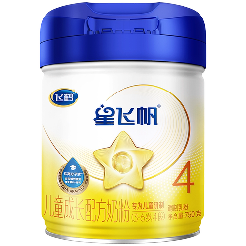 【全球第1大单品】飞鹤星飞帆儿童配方奶粉3-6岁罐装4段750g×1罐