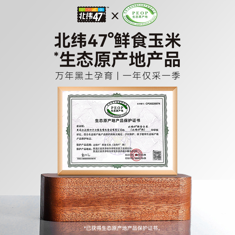 北纬47度黄糯鲜食玉米200g*6穗东北黑龙江玉米真空包装苞米棒杂粮