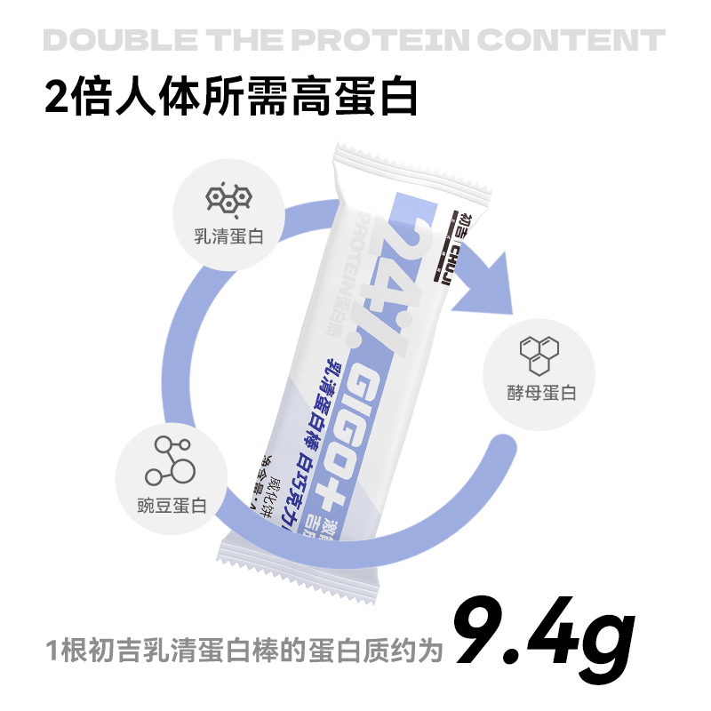 初吉乳清蛋白棒40g*9条高蛋白代餐健身无糖加能量威化饼干食品粉