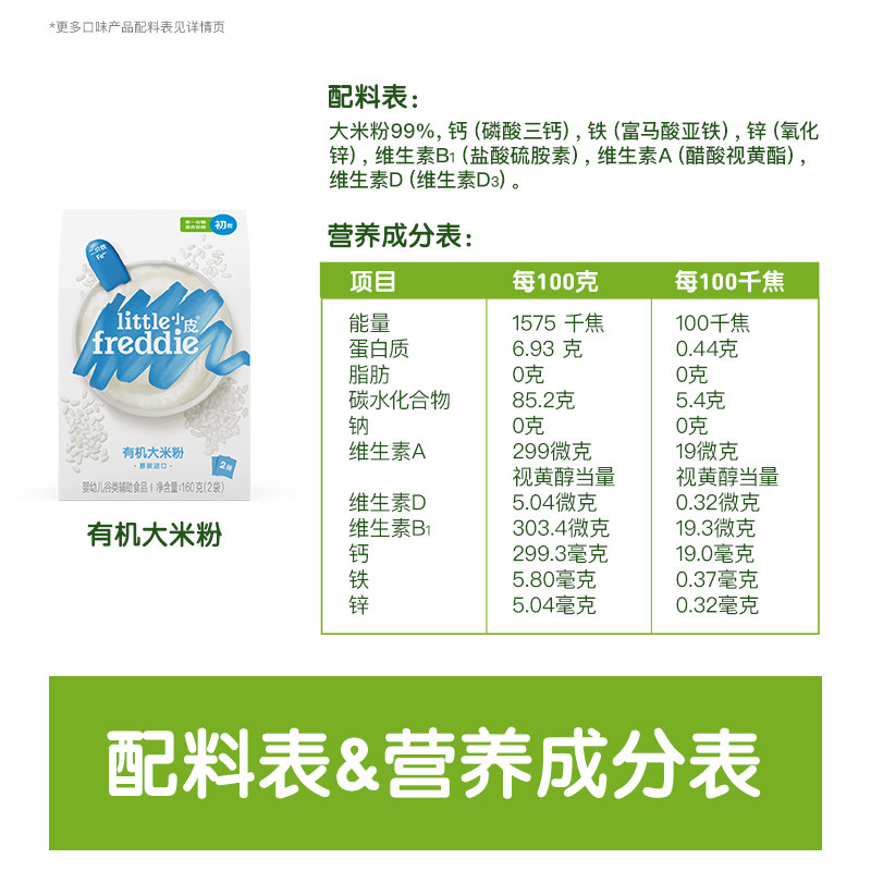 小皮高铁二价铁原味有机大米粉婴儿辅食160g*2宝宝营养米糊1段