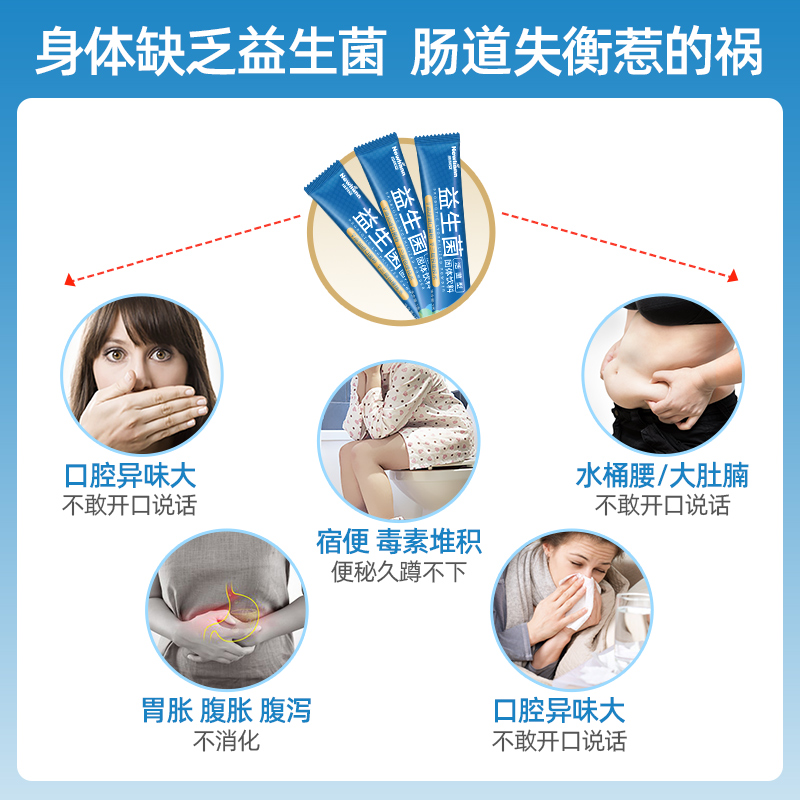 纽利安益生菌冻干粉20条含益生元呵护肠胃双歧杆菌活菌型固体饮料