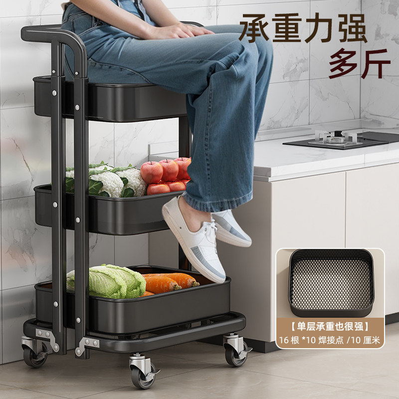 优勤小推车置物架落地多层厨房浴室移动多功能收纳储物书架子,淘宝优惠券,粉丝福利购,淘宝优惠卷