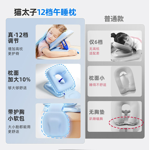 猫太子午睡枕趴睡枕小学生专用儿童午休神器初中生教室桌上抱枕冬 - 图1
