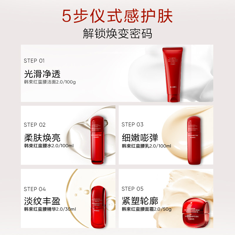 韩束红蛮腰水乳洁面护肤套组紧致抗氧化环六肽保湿护肤