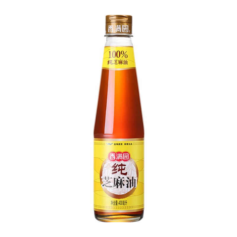 香满园纯芝麻油400ml*1瓶香油调味凉拌菜烹饪火锅调料调味料油-图0