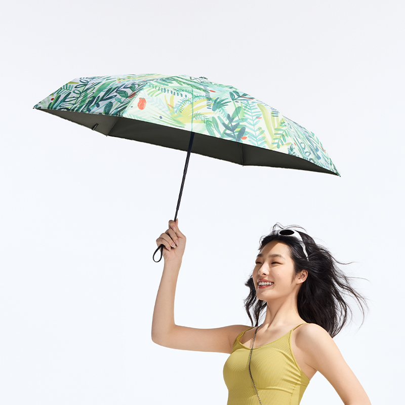 蕉下口袋五折伞防晒遮阳伞小巧便携雨伞女晴雨两用UPF50+黑胶防晒