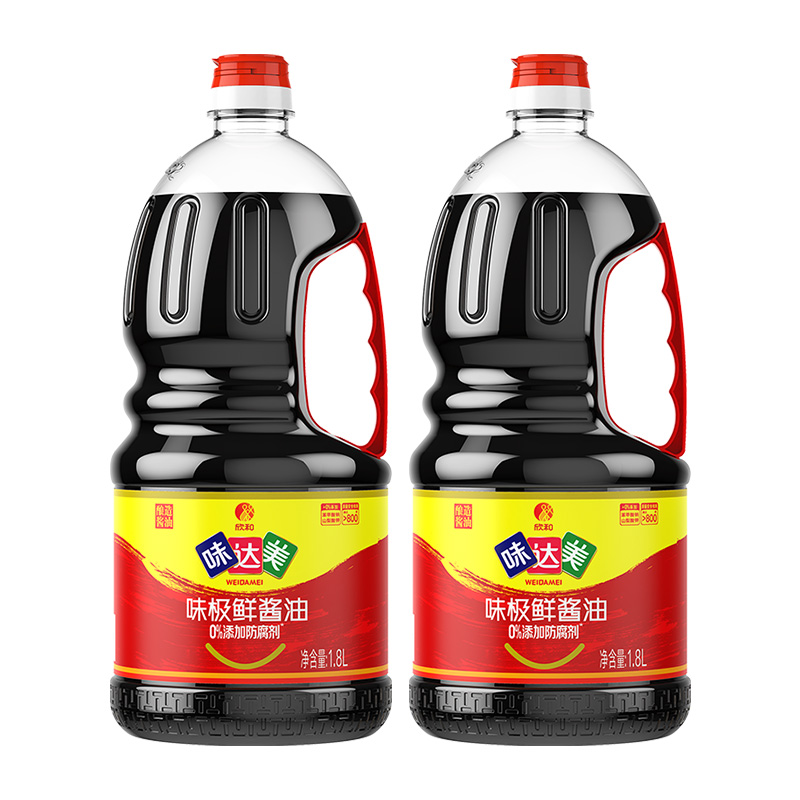 欣和酱油味达美味极鲜1.8L*2瓶特级酿造生抽