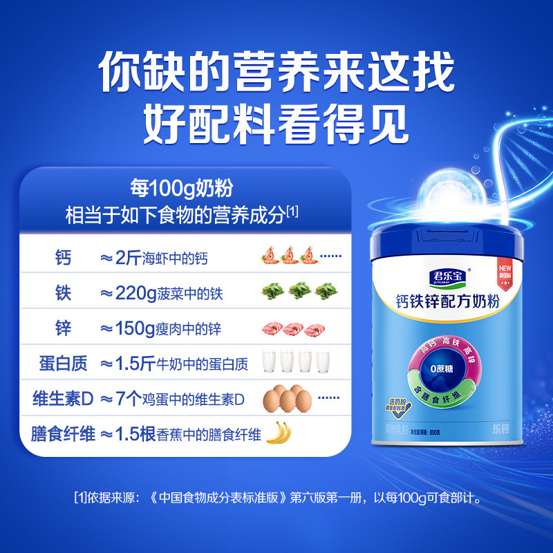 君乐宝奶粉钙铁锌高钙高铁学生早餐成人全家营养奶粉中老年,淘宝优惠券,粉丝福利购,淘宝优惠卷