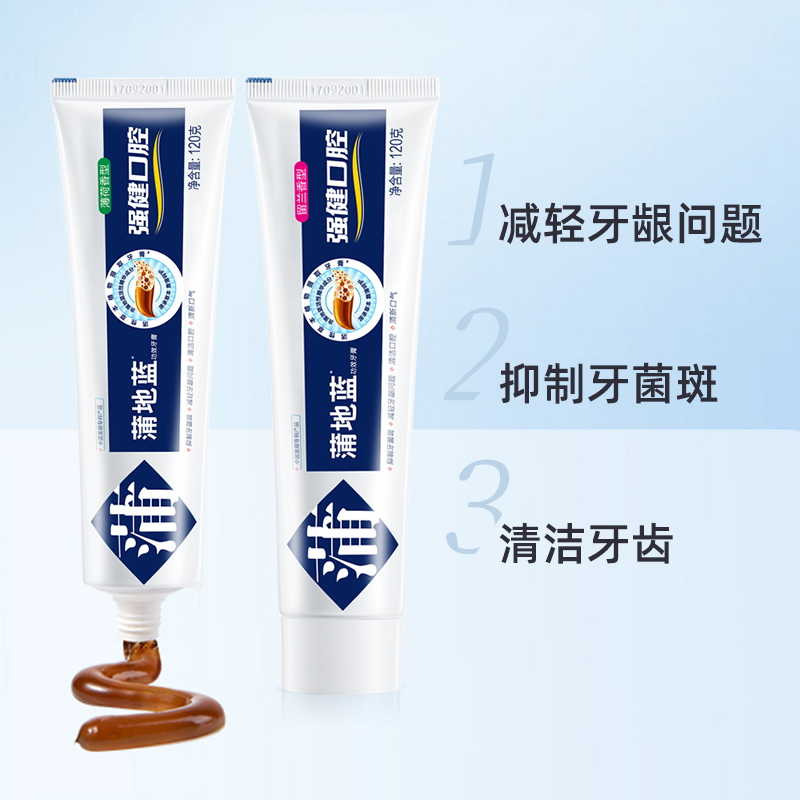 蒲地蓝牙膏强健口腔薄荷留兰香味减轻牙龈问题清新口气120g×2支
