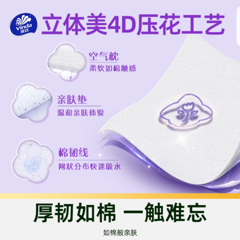 【下拉详情享补贴价】维达棉韧压花3层108抽24包S码整箱