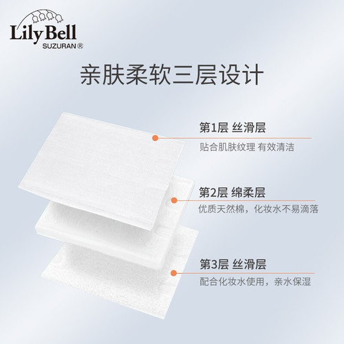 LilyBell丽丽贝尔化妆棉卸妆棉片湿敷专用搭卸妆油全棉222枚包