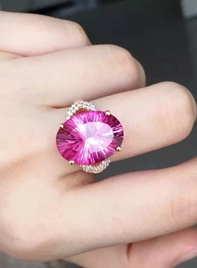 韩版纯银镀18k托帕石戒指