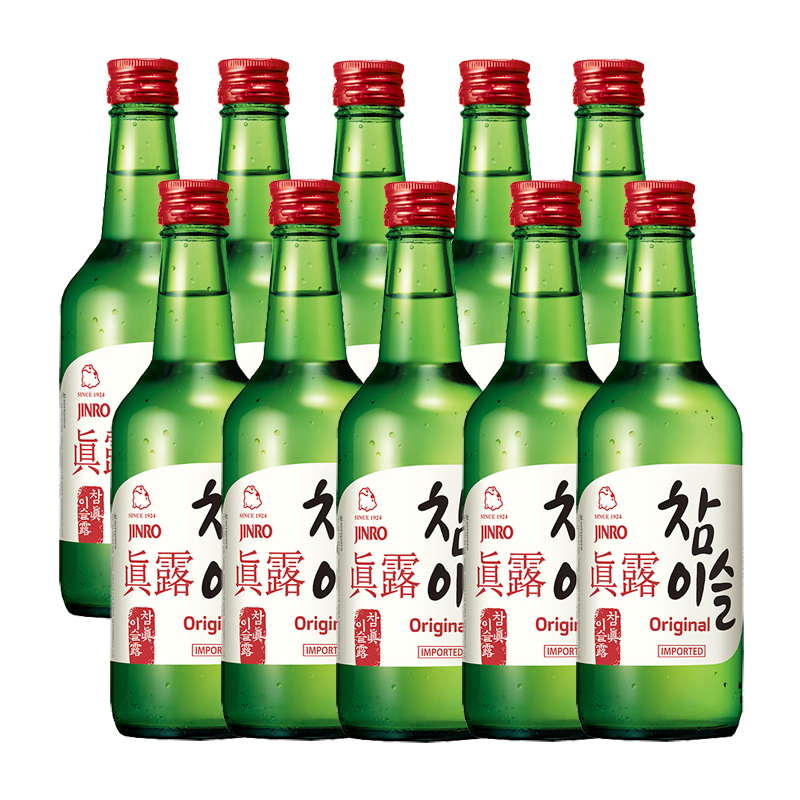 韩国进口真露竹炭酒20.1度360ml*10瓶装韩国原味烧酒清酒-图0