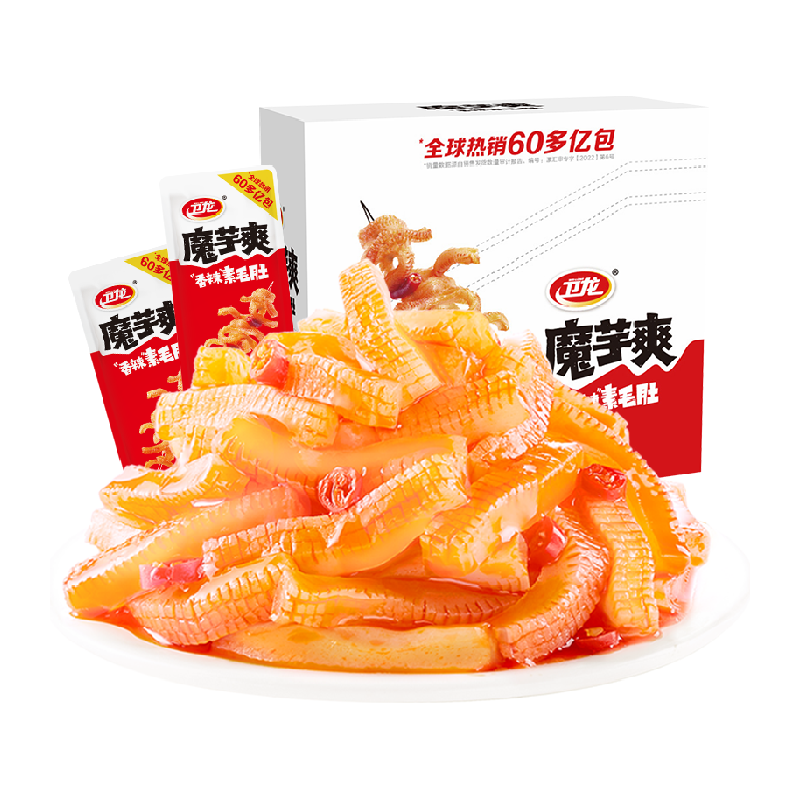 【直播专享】卫龙香辣魔芋爽300g*1盒零食品小吃素肉解馋素毛肚 - 图0