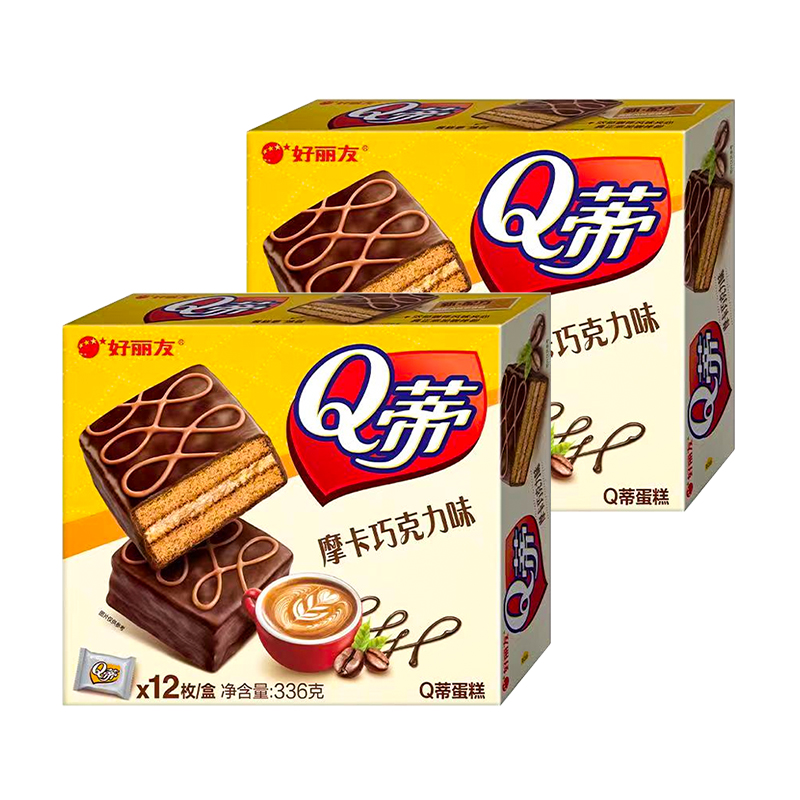 好丽友派Q蒂摩卡巧克力味12枚装336g*2点心零食代餐蛋糕早餐面包