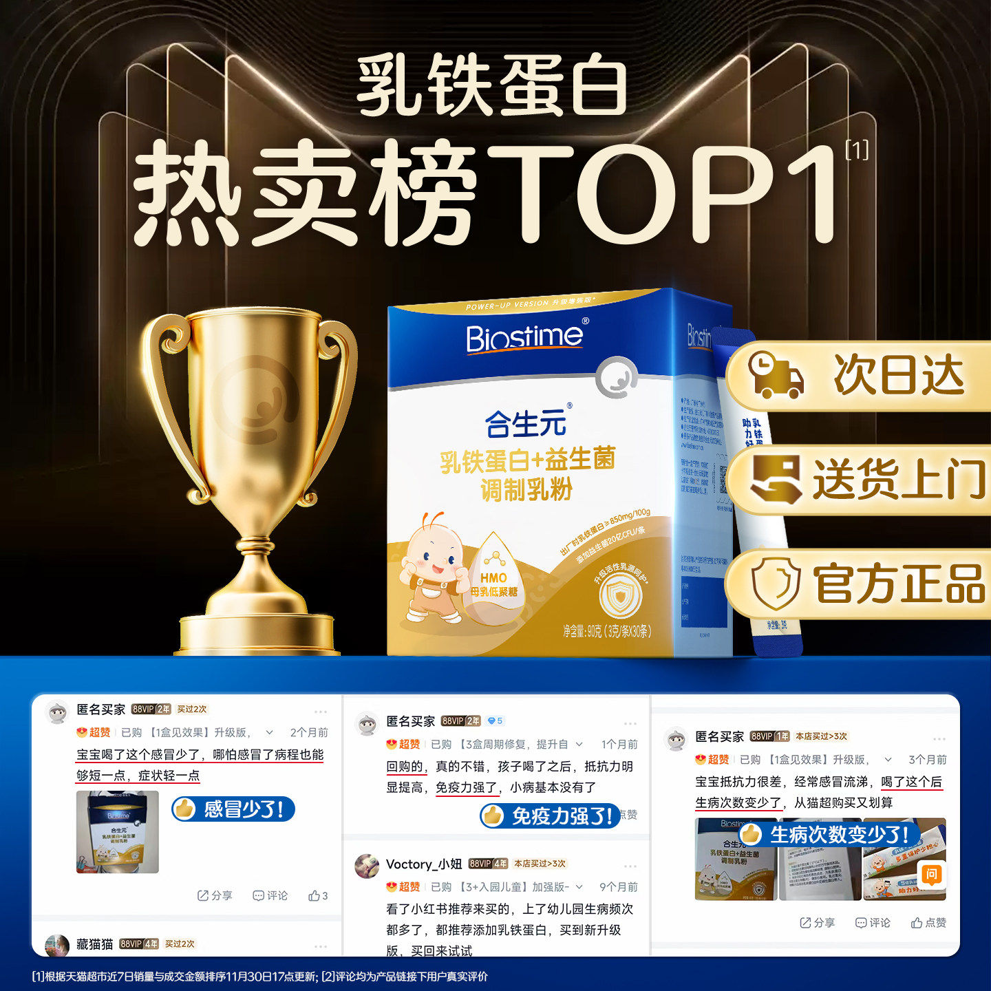 合生元乳铁蛋白+益生菌免疫球蛋白增强保护力100%活性蛋白