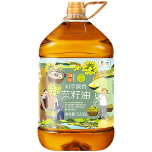 中粮初萃食用油原香菜籽油5.436L×1桶非转基因双低油菜籽压榨