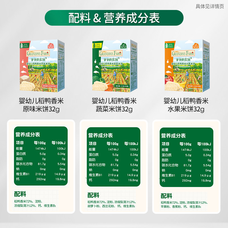 [第2件半价] 爷爷的农场婴幼儿无添加米饼宝宝零食小馒头磨牙饼干