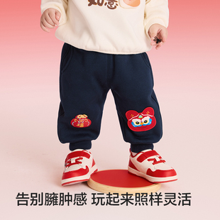 巴拉巴拉童装儿童长裤男童女童束脚裤加绒