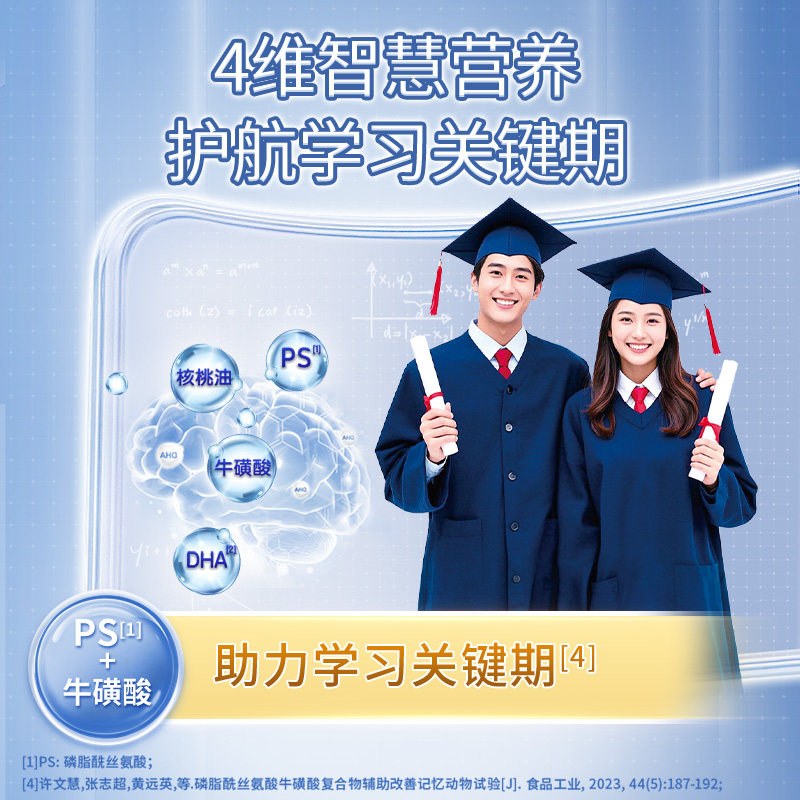 蒙牛儿童学生成长高钙牛磺酸益生菌奶粉营养早餐牛奶800g*2罐