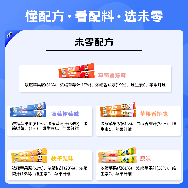 未零beazero果肉条海绵宝宝水果棒95条礼盒装237.5g*1盒儿童零食 - 图0