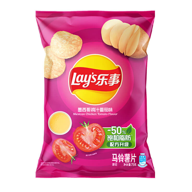 Lay’s/乐事薯片墨西哥鸡汁番茄味75g×1袋零食小吃休闲食品