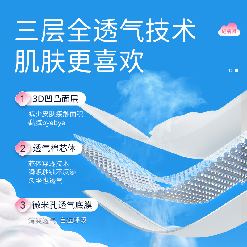 舒莱卫生巾轻氧派日夜组合5包60片透气干爽姨妈巾【官方正品】