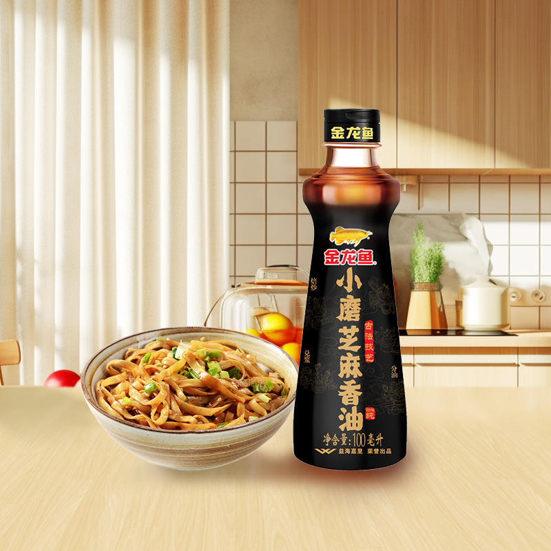 金龙鱼小磨香油100ml*1瓶调味凉拌菜厨房烹饪家用火锅芝麻油调料-图1