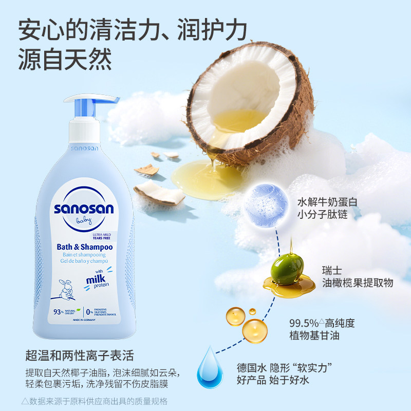 哈罗闪婴儿儿童洗发沐浴露二合一温和不刺激500ml*2瓶超值套装