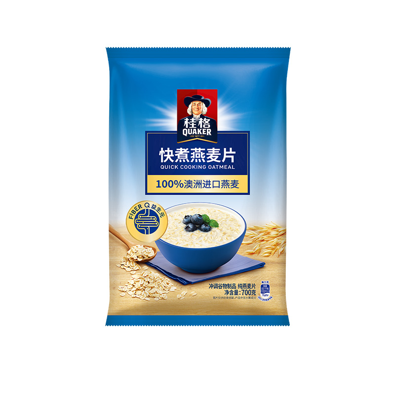 QUAKER/桂格原味快煮燕麦片700g*1袋无蔗糖添加粗粮营养冲饮早餐-图0