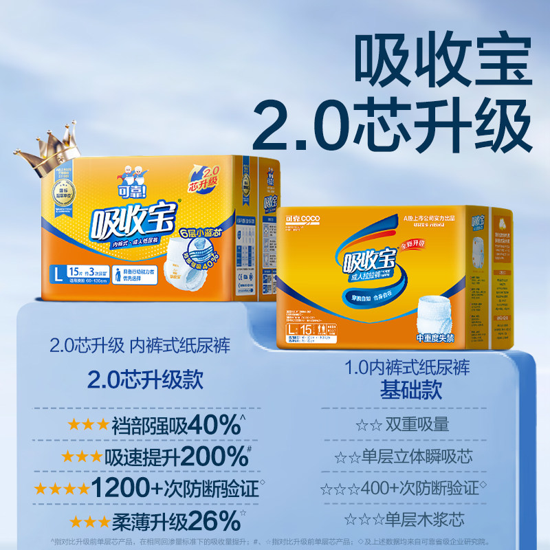 可靠吸收宝成人拉拉裤2.0芯升级M/L/XL老人内裤型纸尿裤,淘宝优惠券,粉丝福利购,淘宝优惠卷