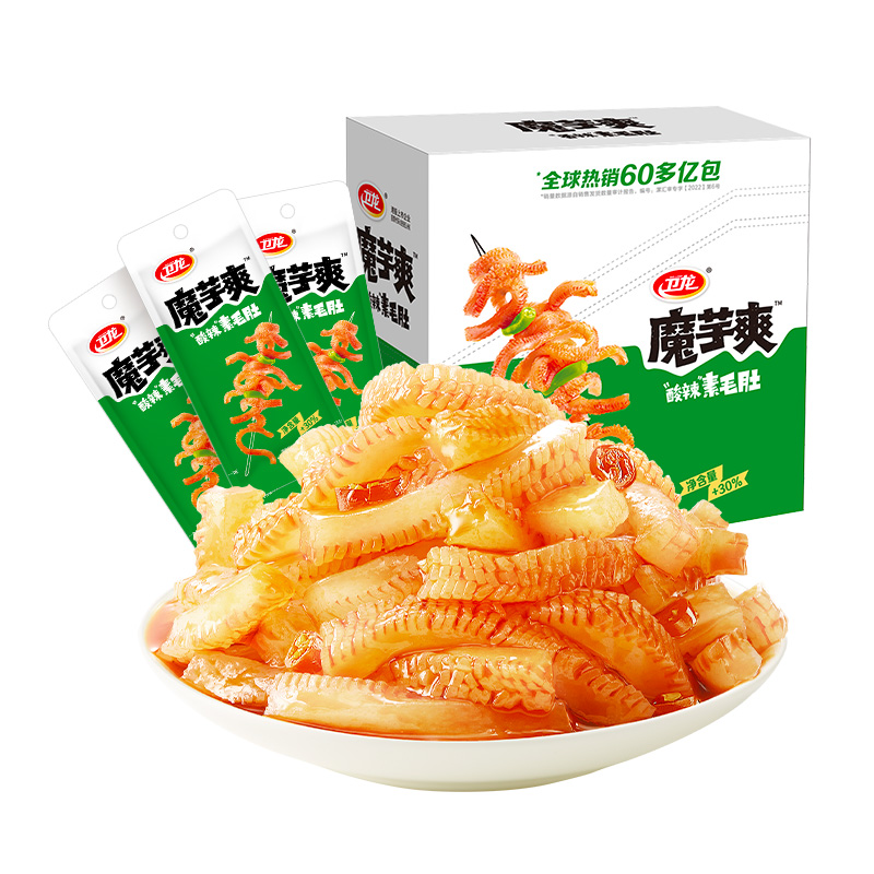 【加量不加价】卫龙辣条魔芋爽酸辣味24g*20包素毛肚休闲零食素肉 - 图0