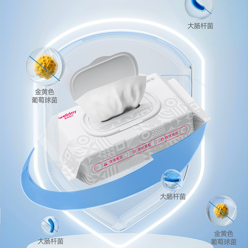 维德医疗酒精卫生湿巾家用清洁消毒杀菌加厚大尺寸除菌抑菌300抽