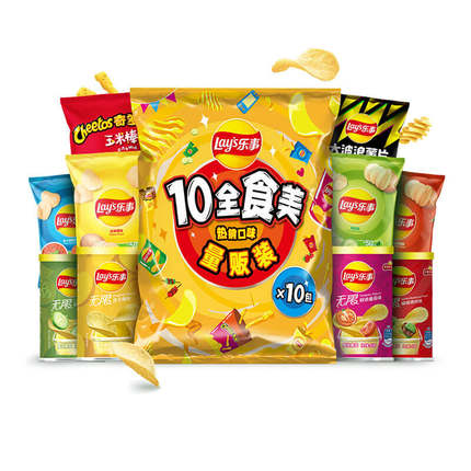 Lay’s/乐事薯片10全食美大礼包410g×1包零食小吃膨化露营踏青