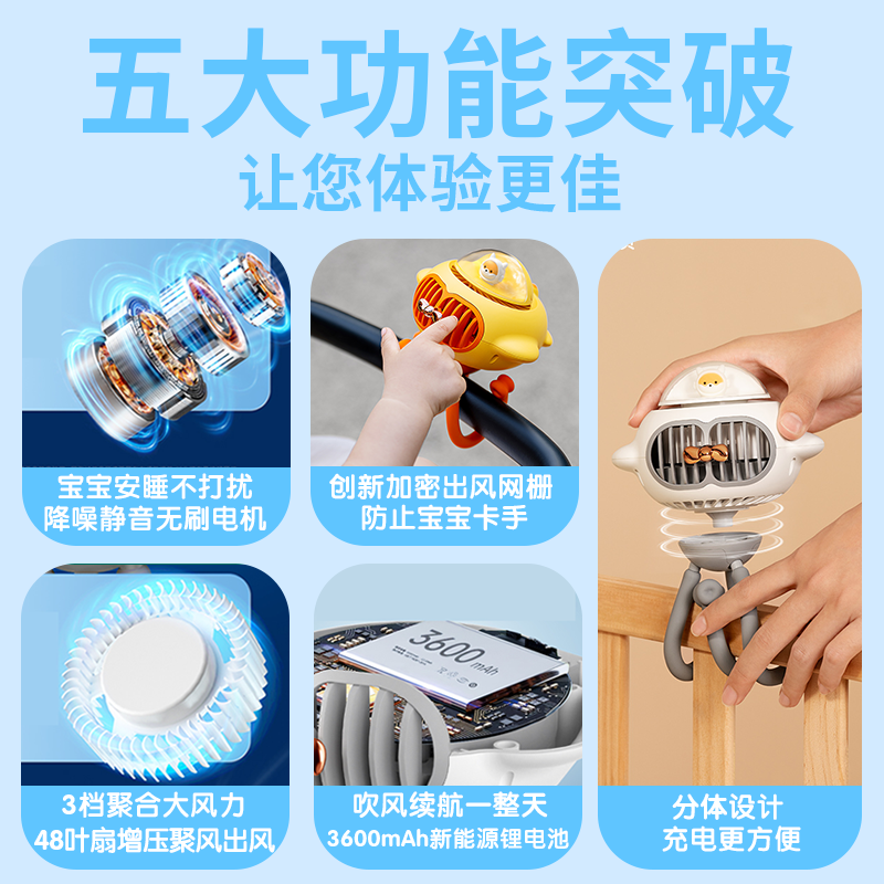 【可摇头】艾芭莎婴儿车小风扇