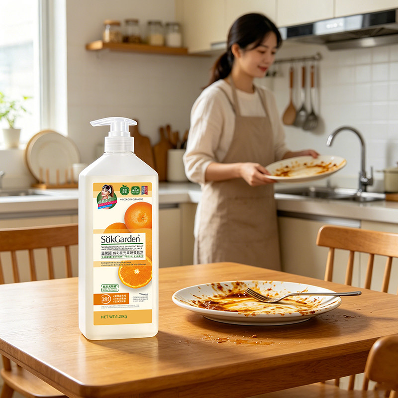 蔬果园洗洁精家庭装家用大桶实惠装食品用洗涤剂洗碗液1.28KG*2瓶