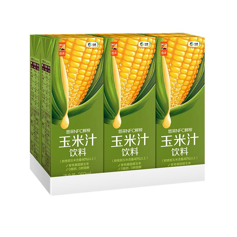 中粮悠采NFC水果玉米汁250mL*6盒进口果蔬汁饮料早餐中粮初萃出品-图0