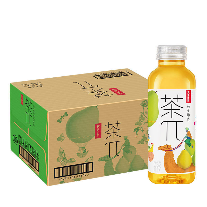 农夫山泉茶π(茶派)柚子绿茶500ml*15瓶整箱装茶饮料 - 图0