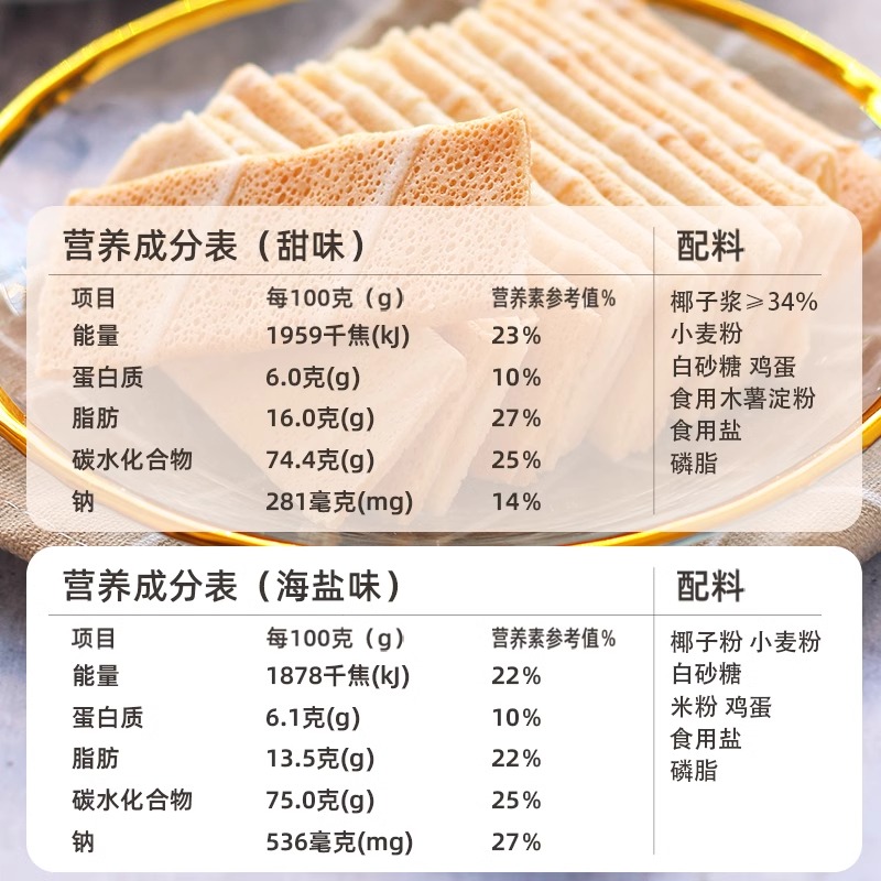 南国椰子饼干椰香薄饼80g×2盒薄脆饼干休闲零食小吃海南特产-图0