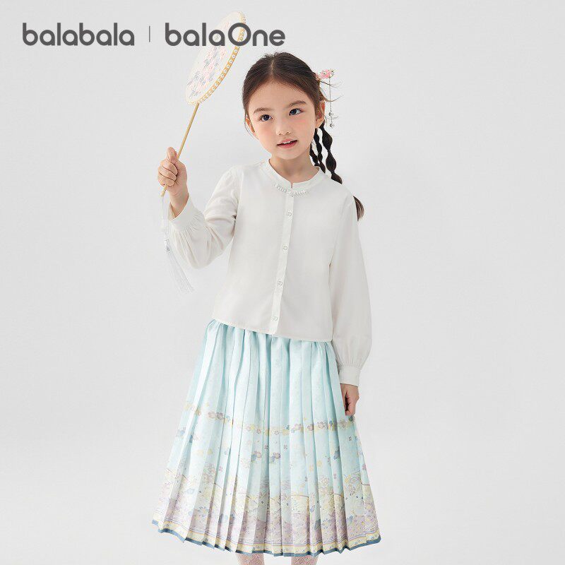 巴拉巴拉童装女童套装宝宝长袖两件套秋冬装国风新中式潮