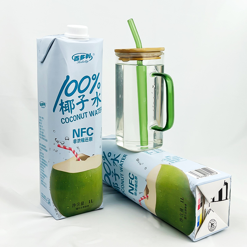 cj4百多利100%椰子水饮料大瓶装1L x 2瓶分享装天然电解质